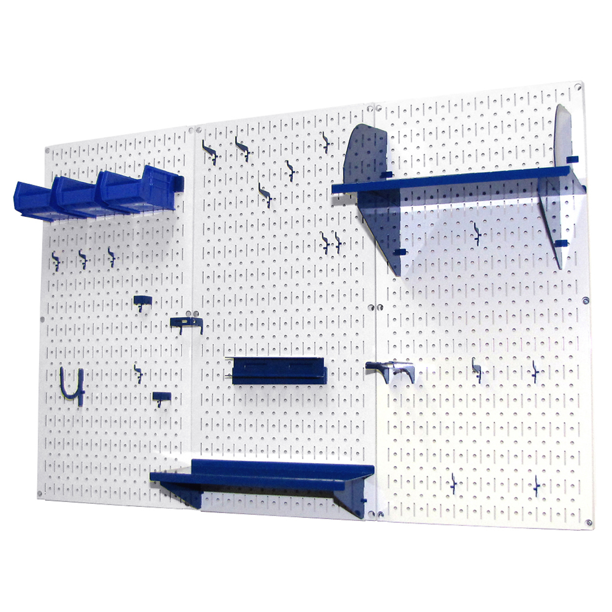 Wall Control Industrial Metal Pegboard Tool Storage Kit — 4ft., 20-Ga. Steel, White Toolboard, Blue Accessories, Model# 35IWRK-400-WBU
